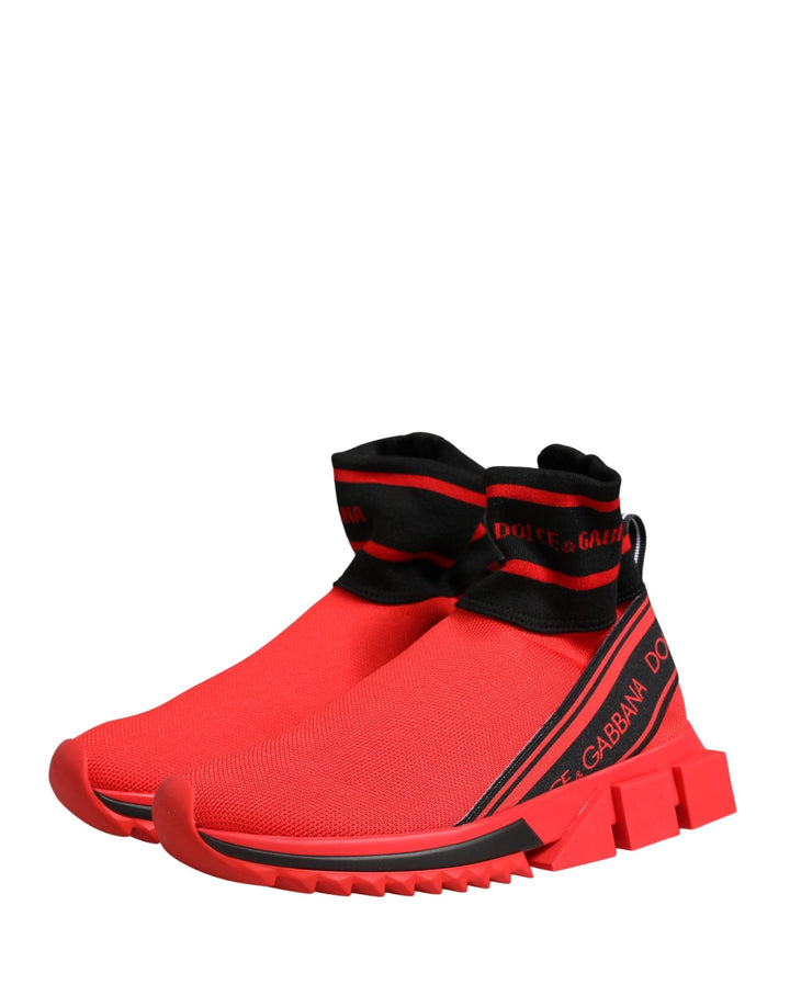 Dolce &amp; Gabbana Red Black Sorrento Socks Sneakers Shoes