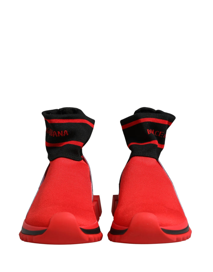 Dolce &amp; Gabbana Red Black Sorrento Socks Sneakers Shoes