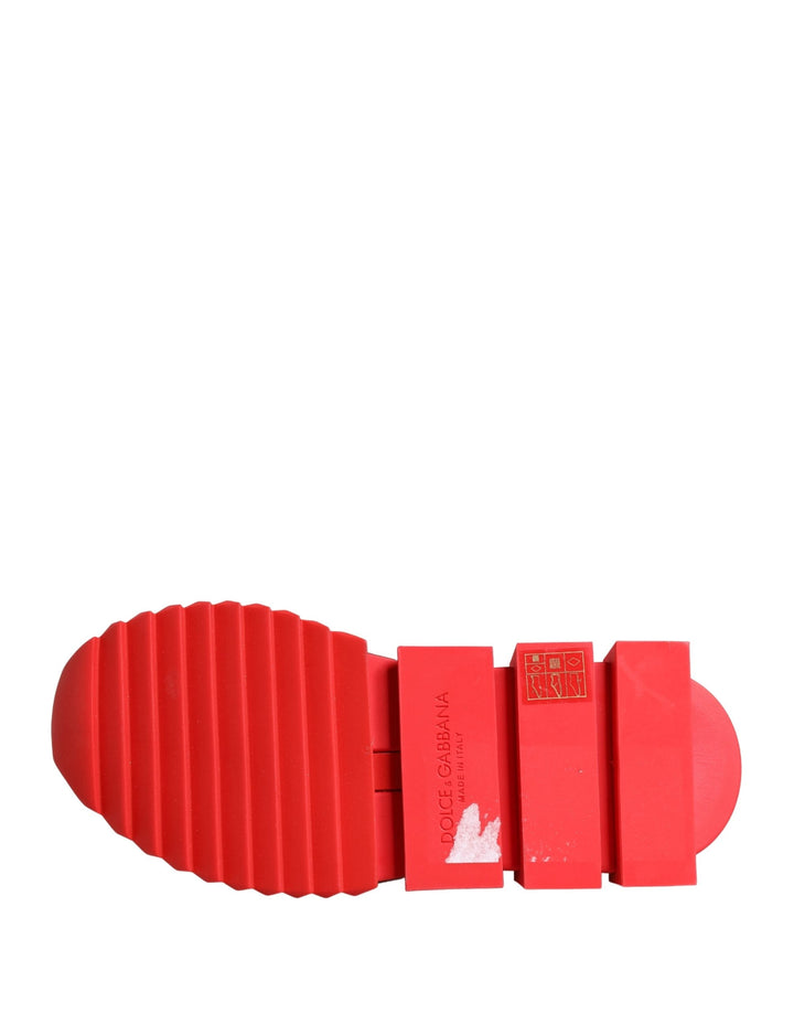 Dolce &amp; Gabbana Red Black Sorrento Socks Sneakers Shoes