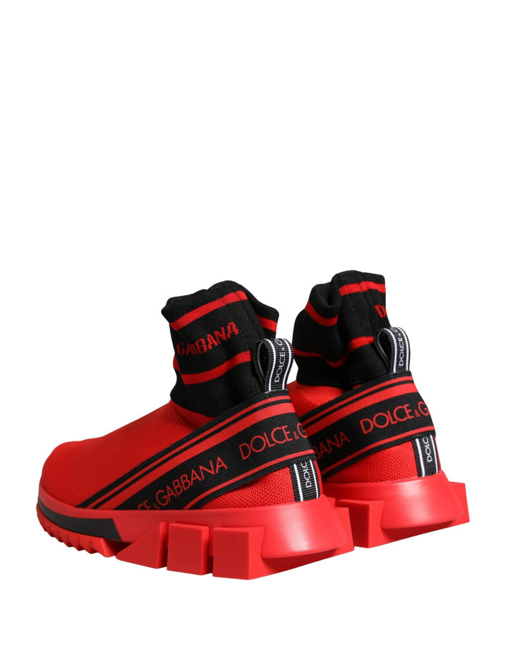 Dolce &amp; Gabbana Red Black Sorrento Socks Sneakers Shoes