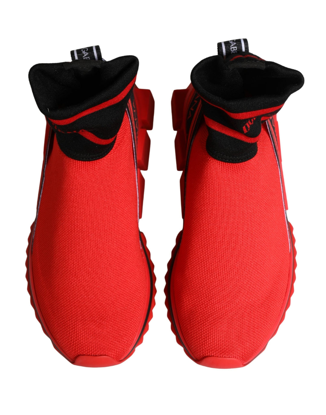 Dolce &amp; Gabbana Red Black Sorrento Socks Sneakers Shoes