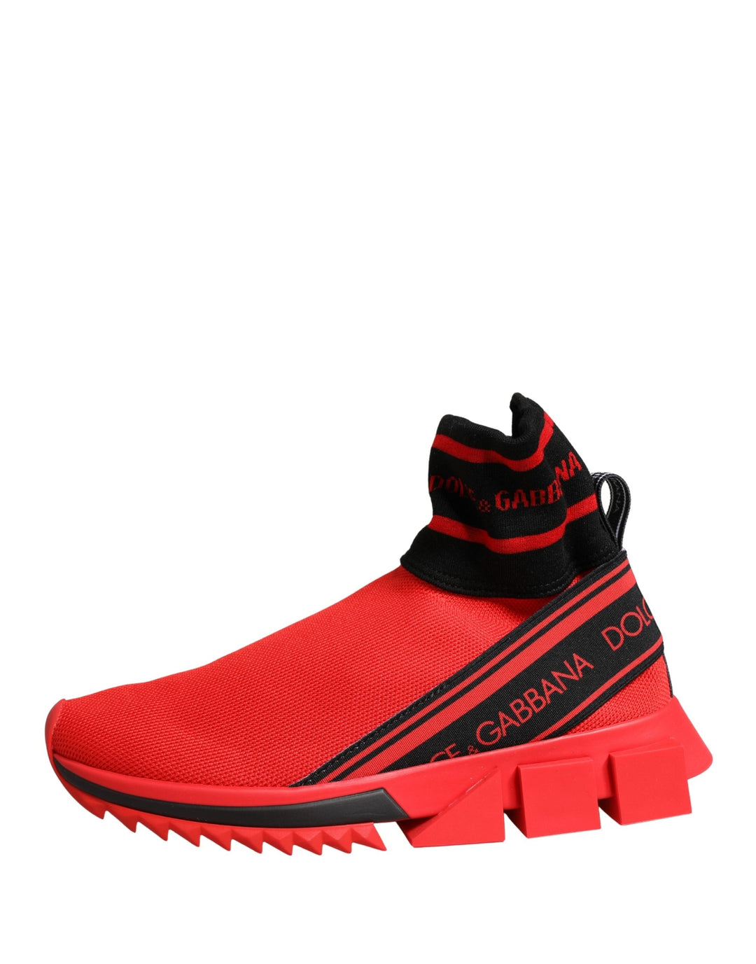 Dolce &amp; Gabbana Red Black Sorrento Socks Sneakers Shoes