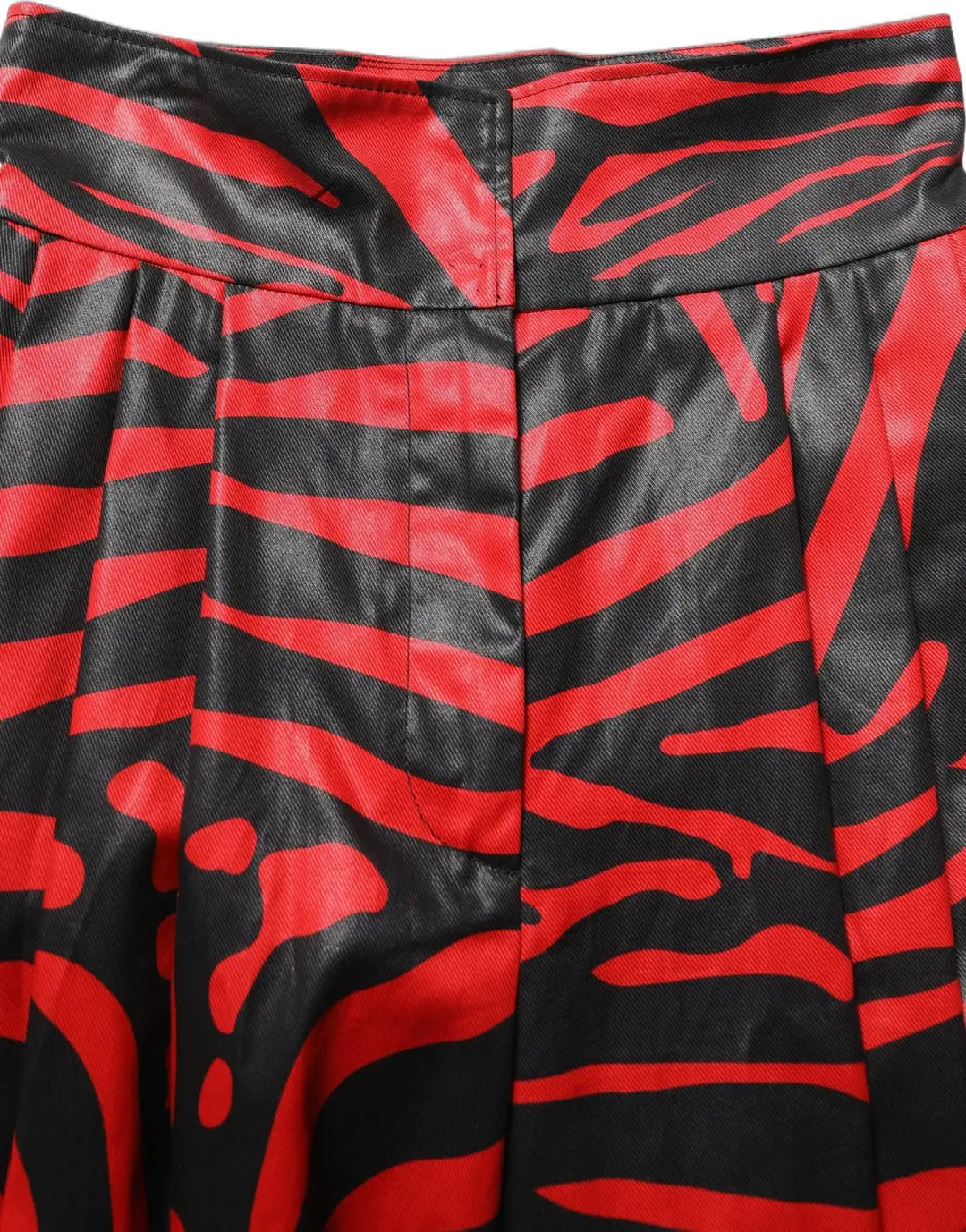 Women’s Dolce &amp; Gabbana Red Black Zebra Print Cotton Highwaist Pants