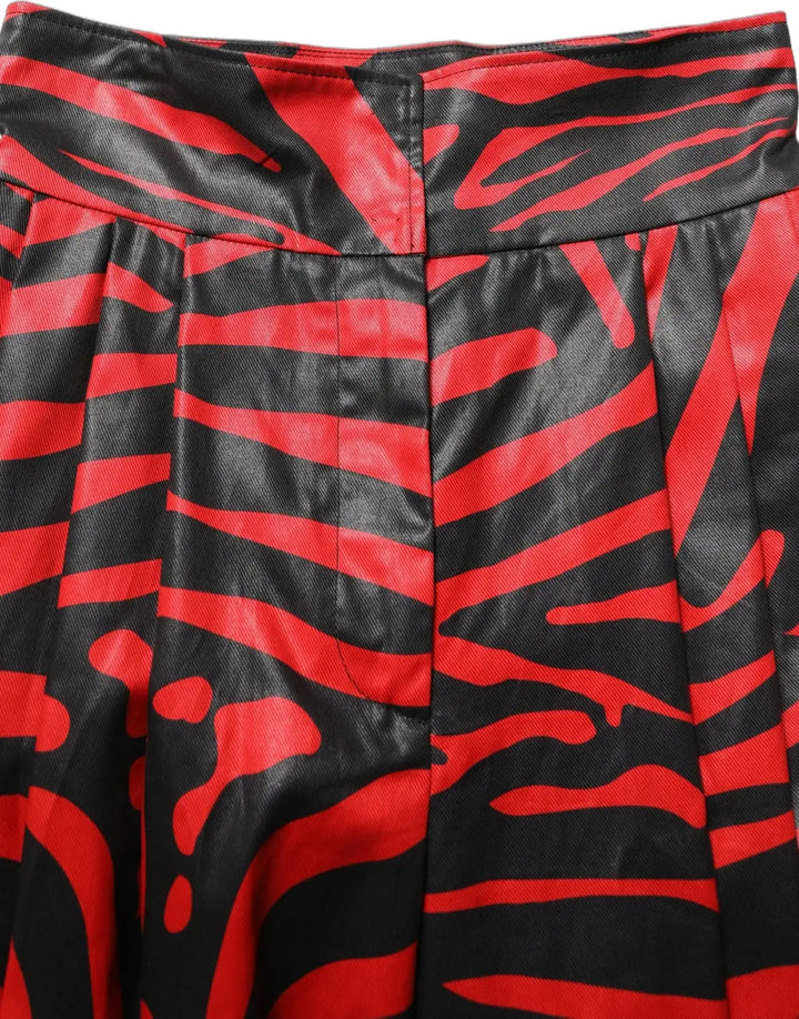 Women’s Dolce &amp; Gabbana Red Black Zebra Print Cotton Highwaist Pants