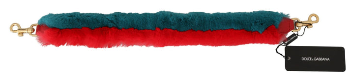 Women’s Dolce &amp; Gabbana Red Blue Rabbit Fur Leather Shoulder Strap