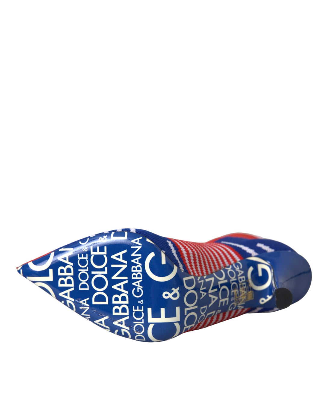 Women’s Dolce &amp; Gabbana Red Blue Stretch Sock Style Ankle Boots Logo Shoes