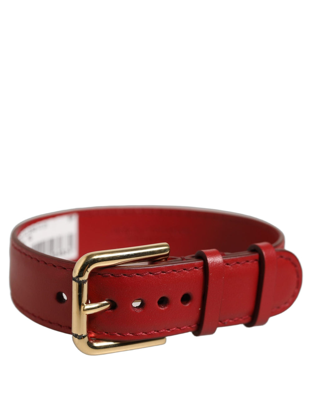 Women’s Dolce & Gabbana Red Calfskin Leather Gold Buckle Belt Strap Bracelet