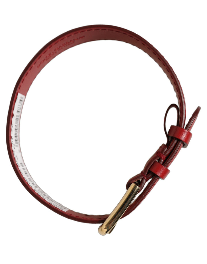 Women’s Dolce &amp; Gabbana Red Calfskin Leather Gold Buckle Belt Strap Bracelet