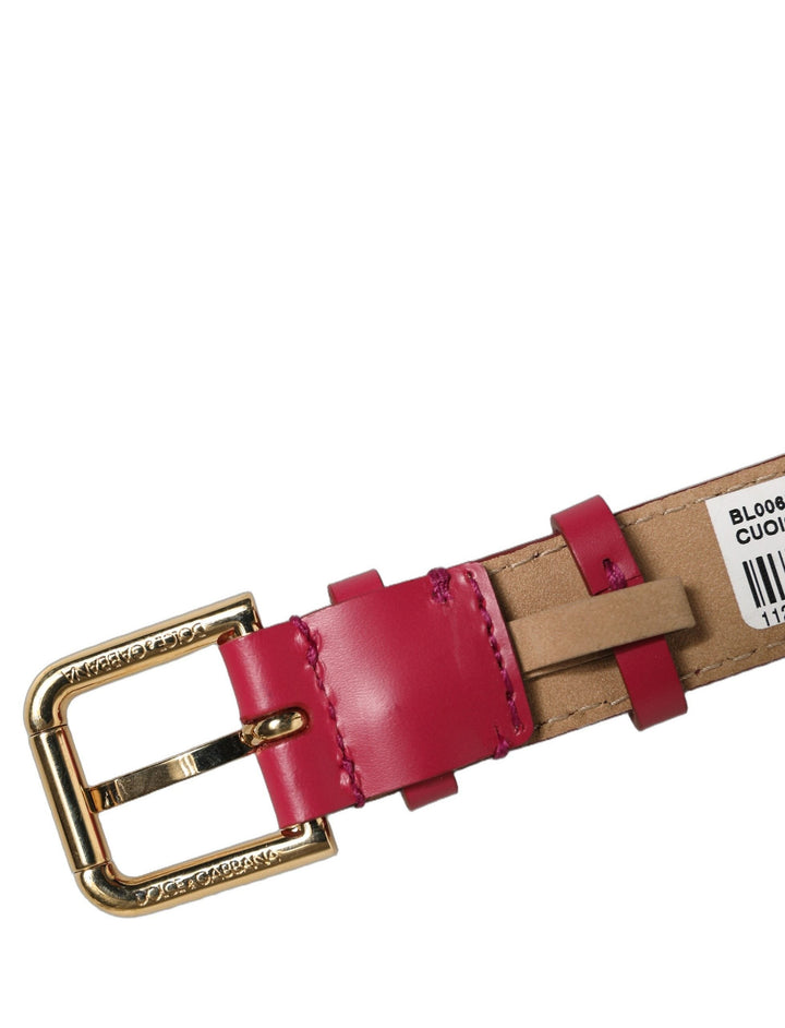 Women’s Dolce &amp; Gabbana Red Calfskin Leather Gold Buckle Belt Strap Bracelet