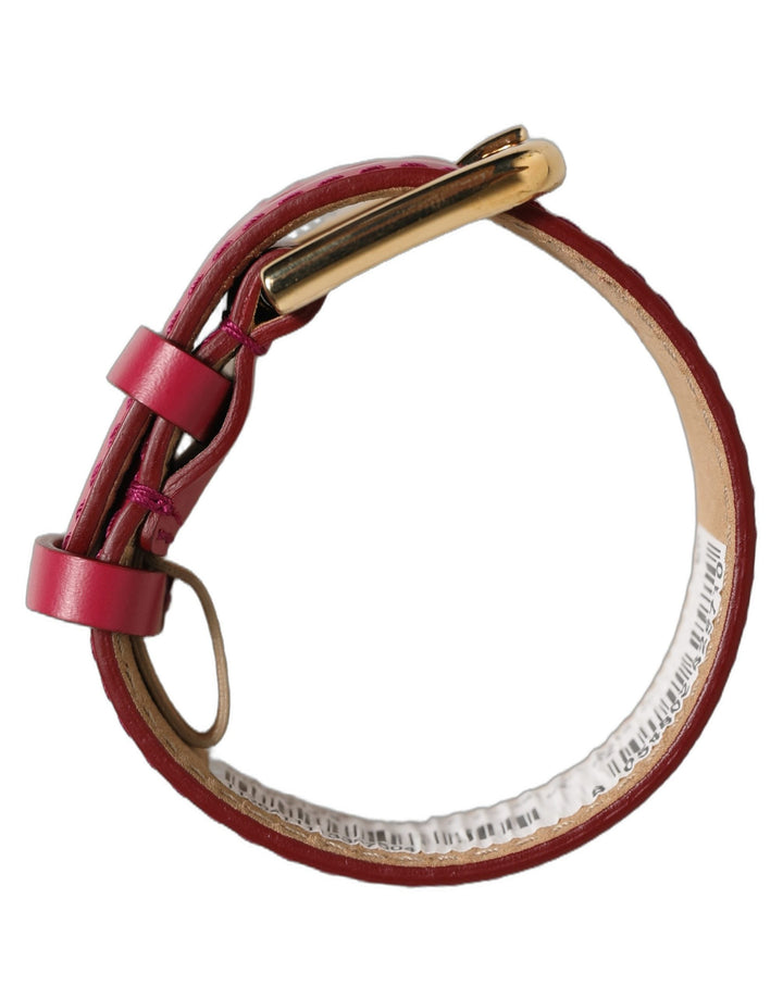 Women’s Dolce &amp; Gabbana Red Calfskin Leather Gold Buckle Belt Strap Bracelet