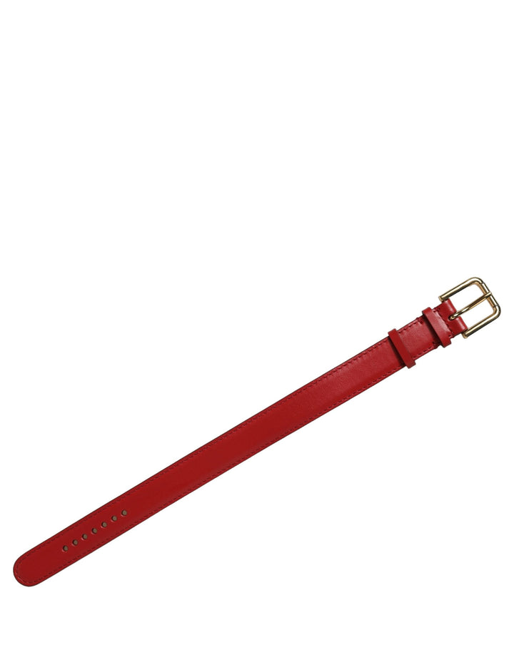 Women’s Dolce &amp; Gabbana Red Calfskin Leather Gold Buckle Belt Strap Bracelet