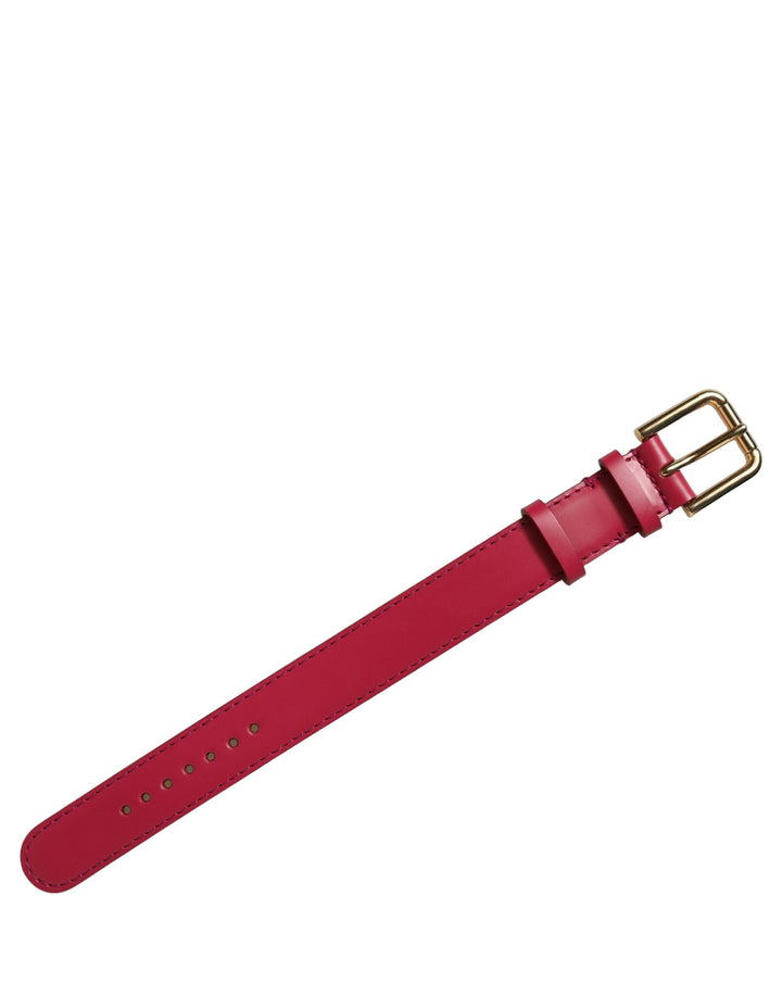 Women’s Dolce &amp; Gabbana Red Calfskin Leather Gold Buckle Belt Strap Bracelet