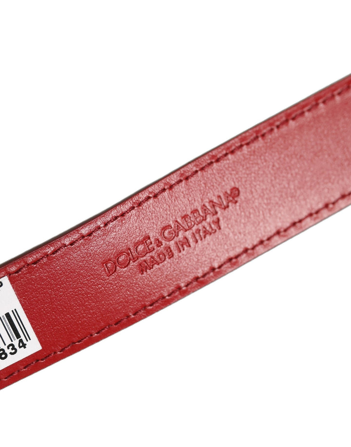 Women’s Dolce &amp; Gabbana Red Calfskin Leather Gold Buckle Belt Strap Bracelet