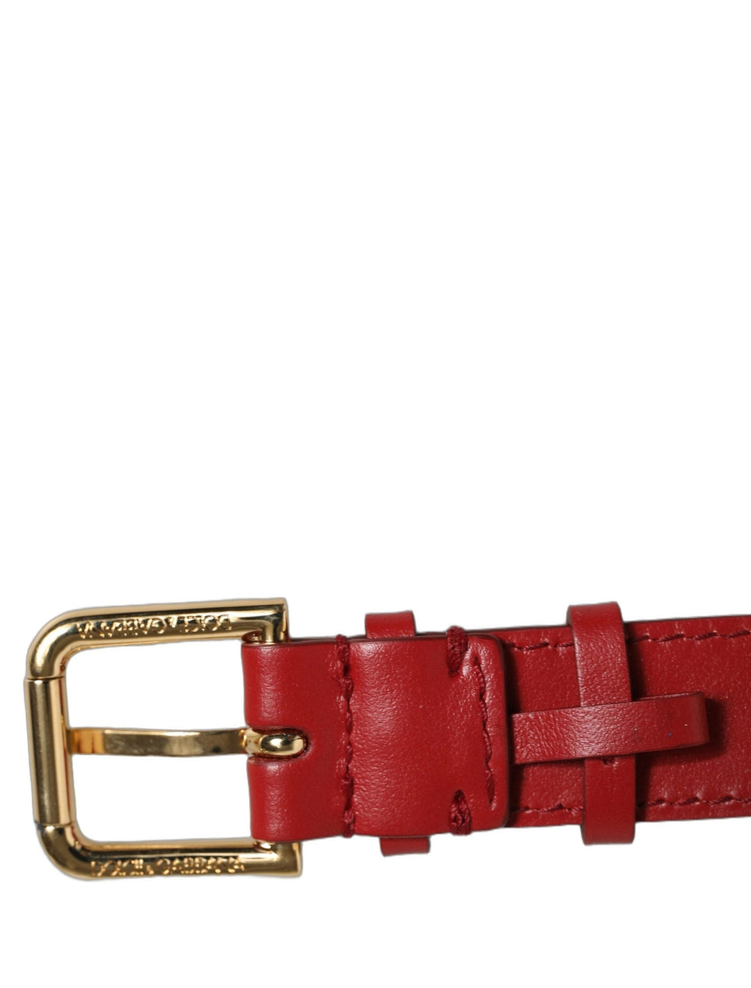 Women’s Dolce &amp; Gabbana Red Calfskin Leather Gold Buckle Belt Strap Bracelet