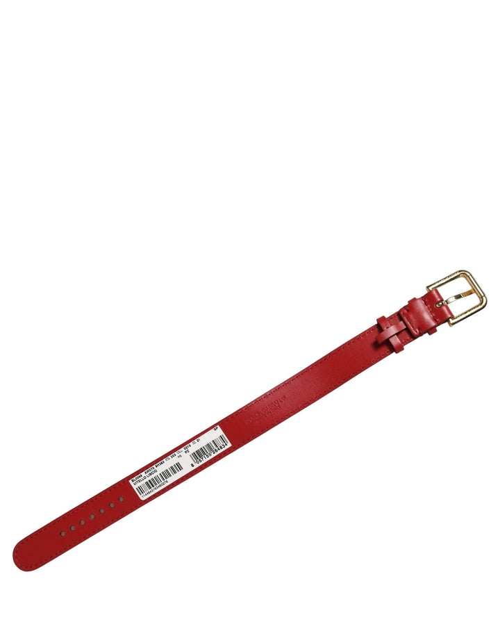Women’s Dolce &amp; Gabbana Red Calfskin Leather Gold Buckle Belt Strap Bracelet
