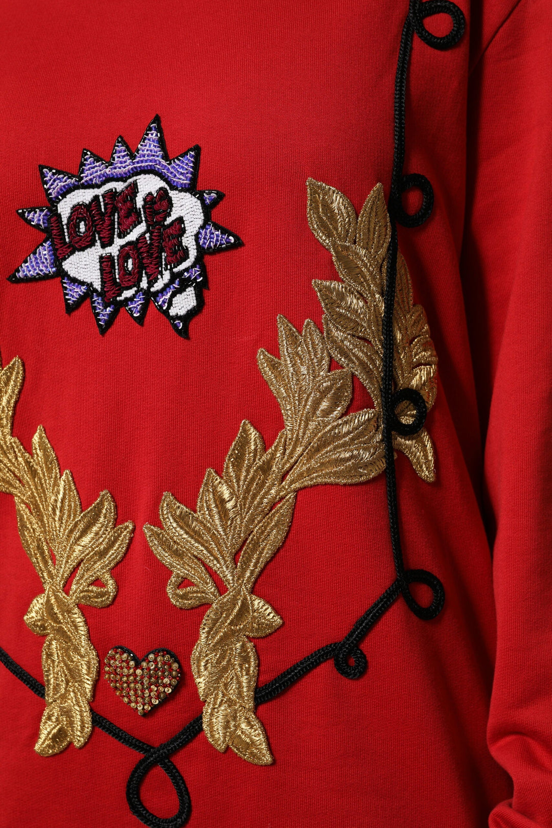 Women’s Dolce &amp; Gabbana Red Cotton Queen Sequined Pullover Sweater