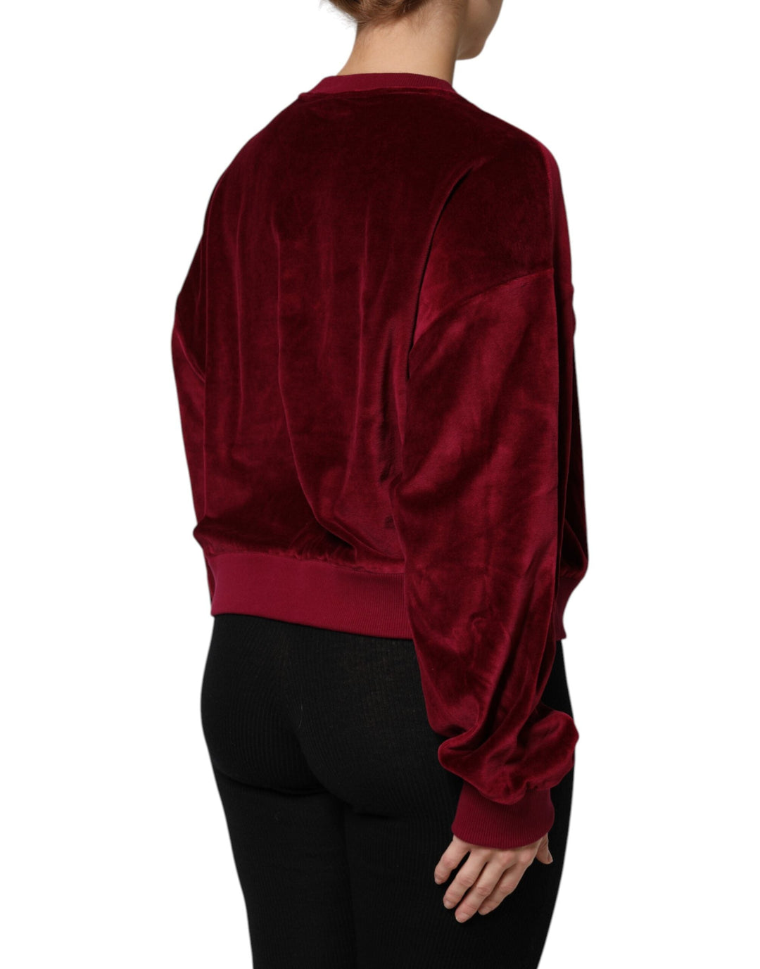 Women’s Dolce &amp; Gabbana Red Cotton Velvet Crew Neck Pullover Sweater