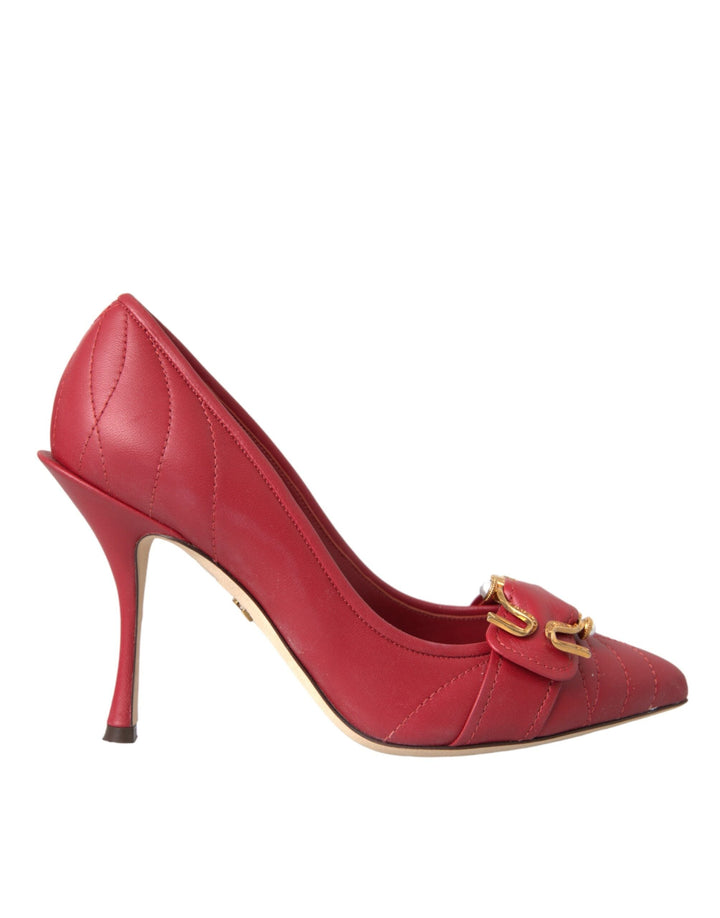 Women’s Dolce &amp; Gabbana Red Devotion Leather Heels Pumps Shoes