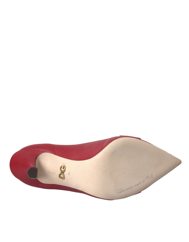 Women’s Dolce &amp; Gabbana Red Devotion Leather Heels Pumps Shoes