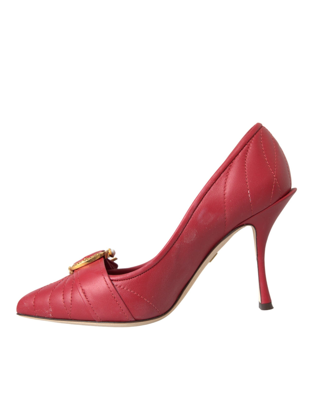 Women’s Dolce &amp; Gabbana Red Devotion Leather Heels Pumps Shoes