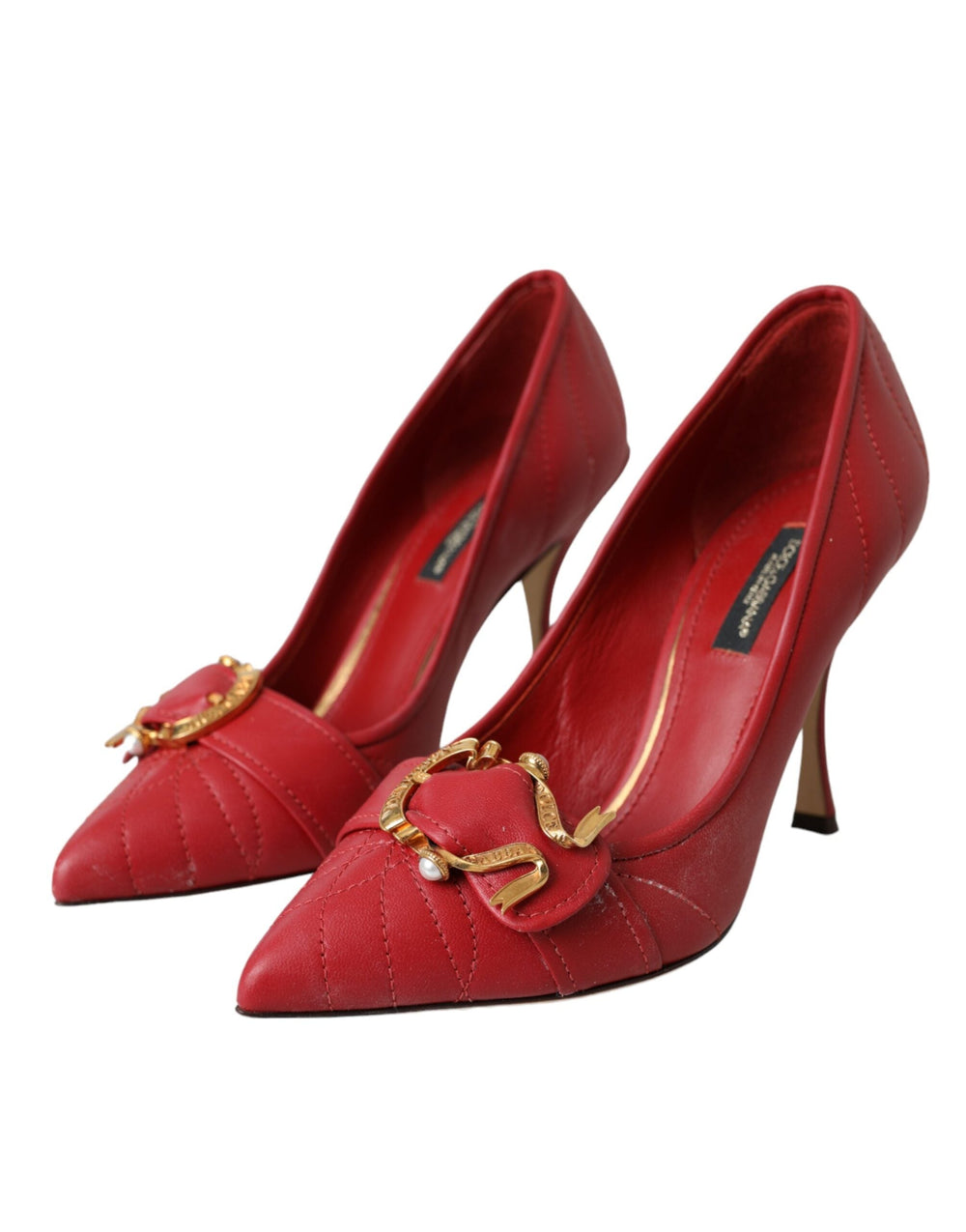 Women’s Dolce & Gabbana Red Devotion Leather Heels Pumps Shoes