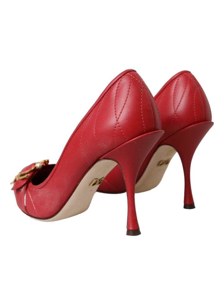 Women’s Dolce &amp; Gabbana Red Devotion Leather Heels Pumps Shoes