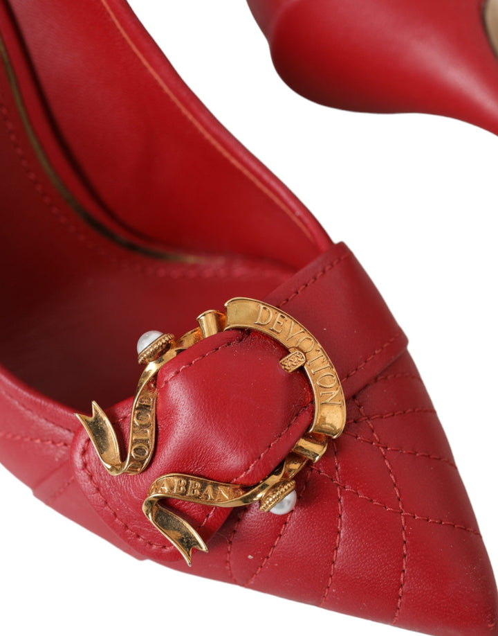 Women’s Dolce &amp; Gabbana Red Devotion Leather Heels Pumps Shoes