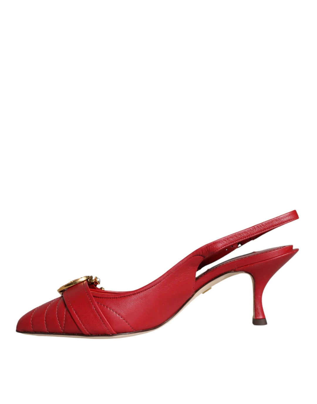 Women’s Dolce &amp; Gabbana Red Devotion Leather Heels Slingback Shoes