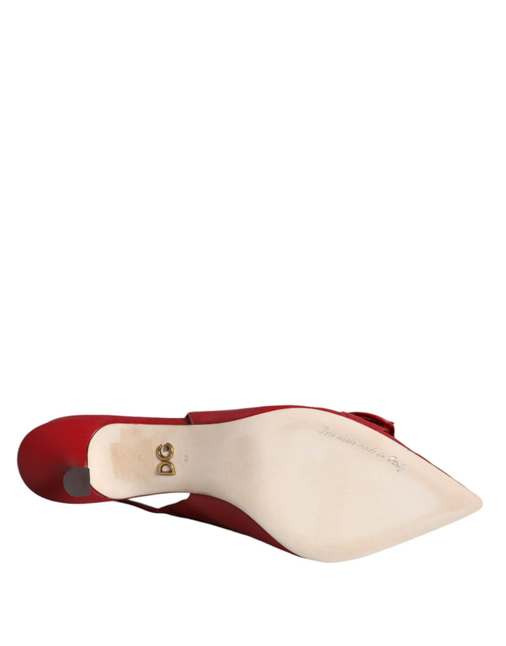 Women’s Dolce &amp; Gabbana Red Devotion Leather Heels Slingback Shoes
