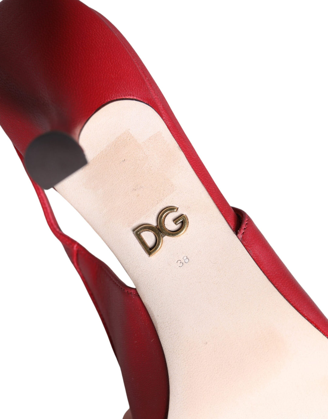 Women’s Dolce &amp; Gabbana Red Devotion Leather Heels Slingback Shoes