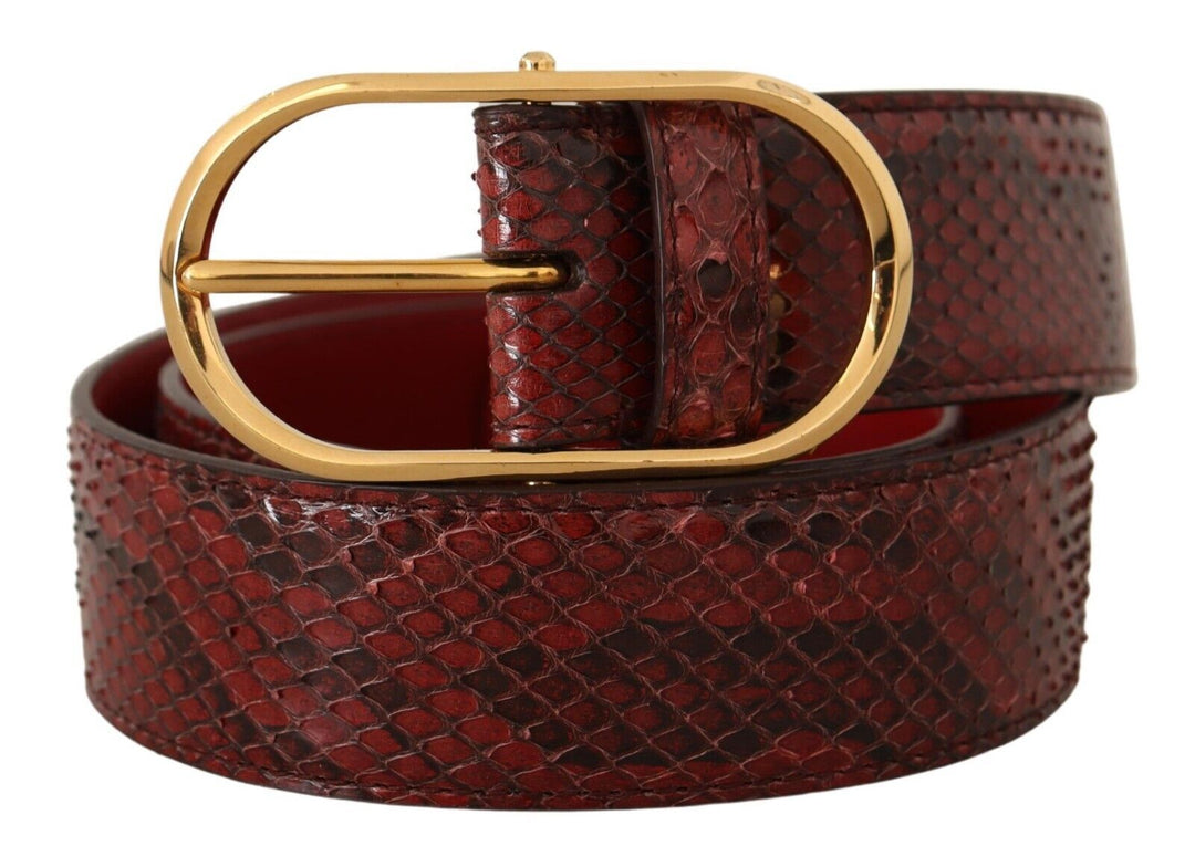 Women’s Dolce & Gabbana Red Exotic Leather Gold Oval Buckle Belt