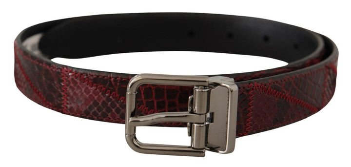 Women’s Dolce &amp; Gabbana Red Exotic Leather Metal Logo Buckle Belt