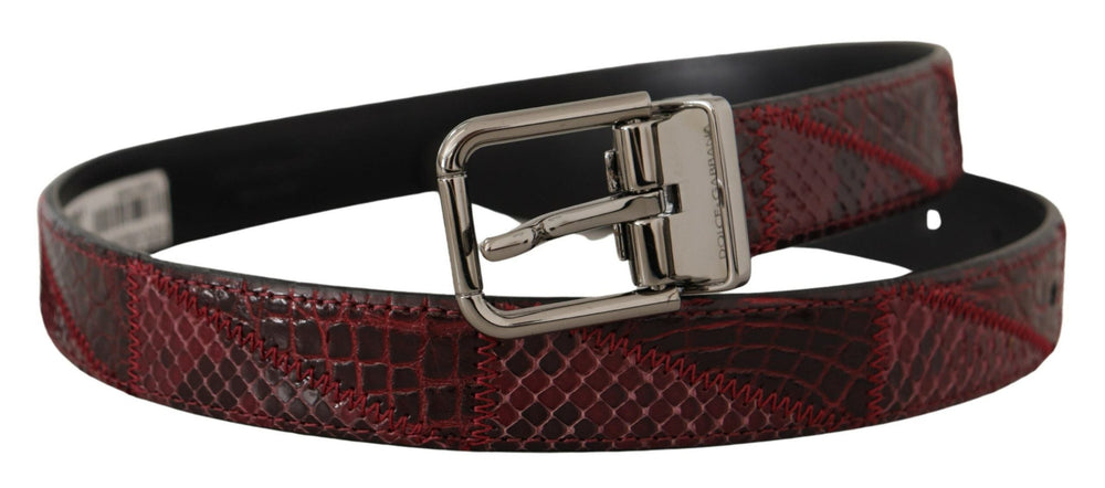 Women’s Dolce & Gabbana Red Exotic Leather Metal Logo Buckle Belt