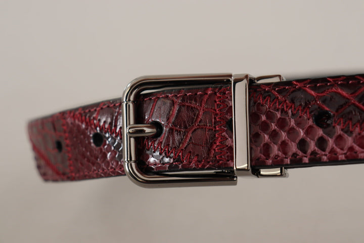 Women’s Dolce &amp; Gabbana Red Exotic Leather Metal Logo Buckle Belt