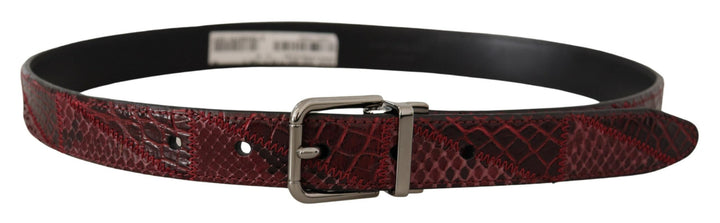 Women’s Dolce &amp; Gabbana Red Exotic Leather Metal Logo Buckle Belt