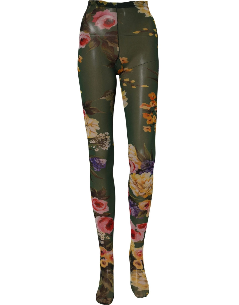Women’s Dolce & Gabbana Red Floral Fishnet Tights Stockings Pantyhose Socks