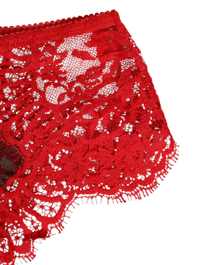 Women’s Dolce &amp; Gabbana Red Floral Lace Sheer Briefs Women Underwear