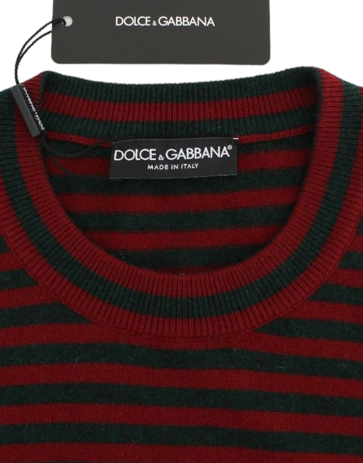 Women’s Dolce &amp; Gabbana Red Gray Cashmere Short Sleeve Sweater