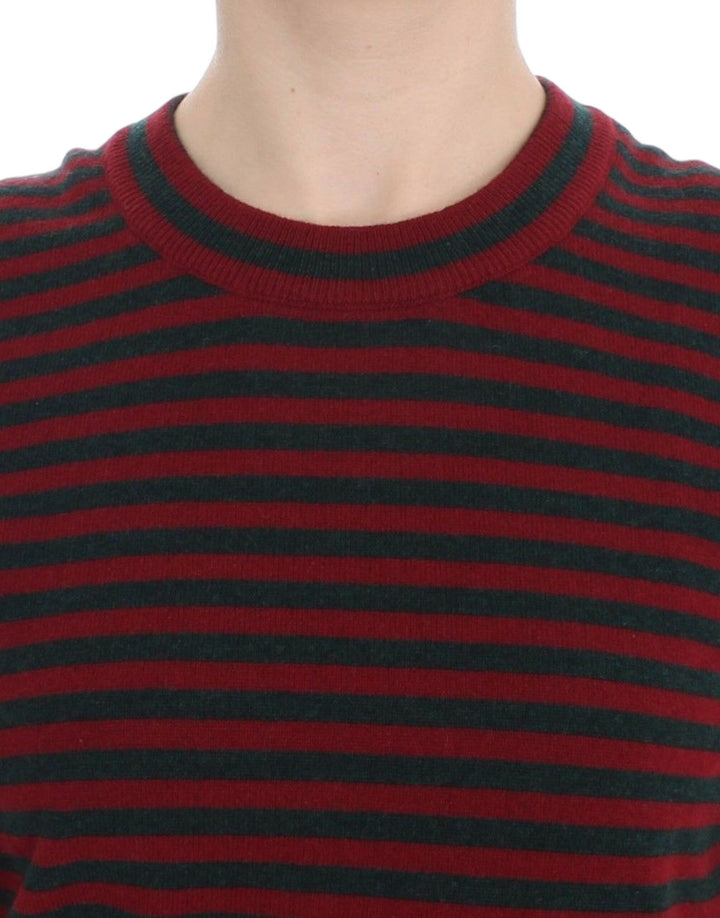 Women’s Dolce &amp; Gabbana Red Gray Cashmere Short Sleeve Sweater