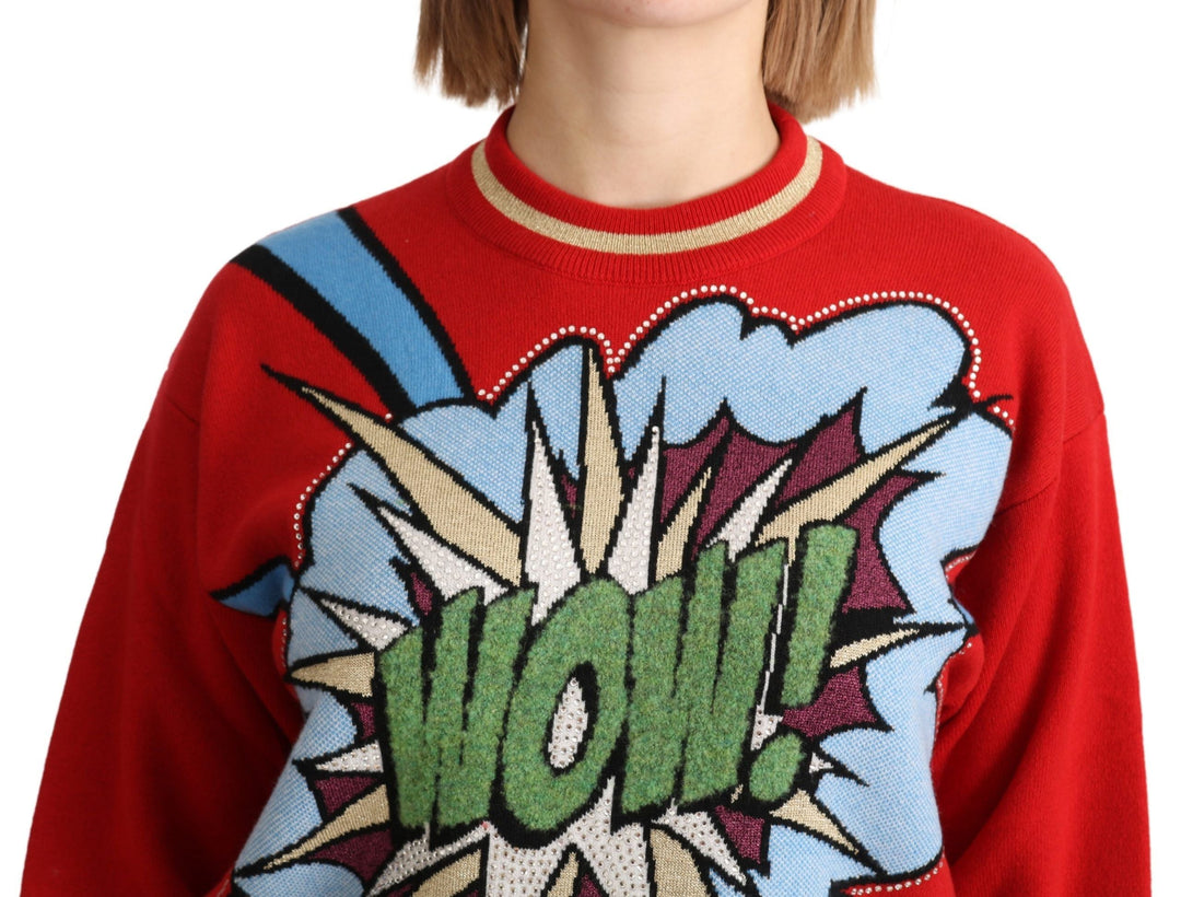 Women’s Dolce &amp; Gabbana Red Knitted Cashmere Cartoon Top Sweater