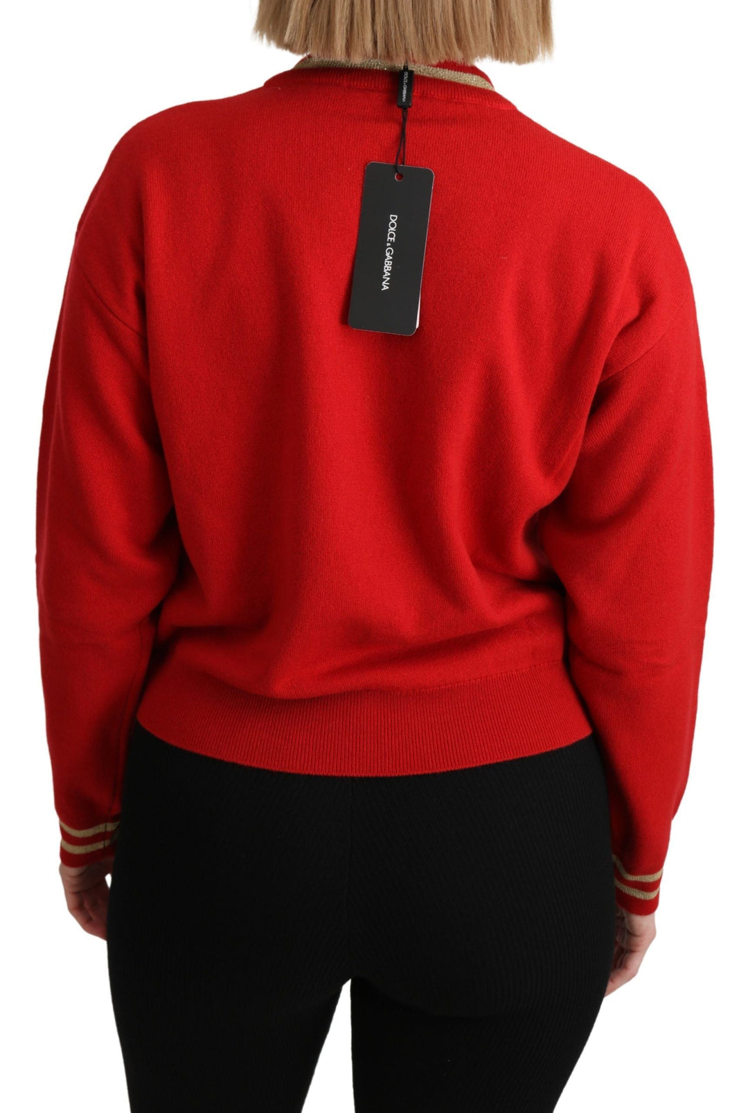 Women’s Dolce &amp; Gabbana Red Knitted Cashmere Cartoon Top Sweater