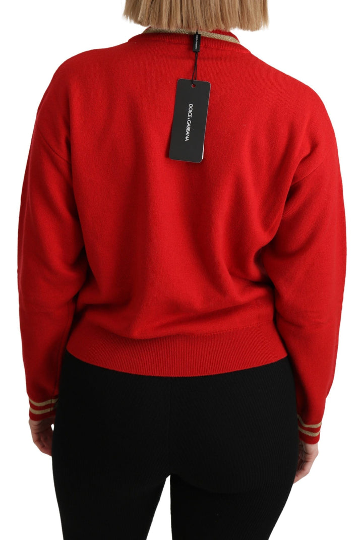 Women’s Dolce &amp; Gabbana Red Knitted Cashmere Cartoon Top Sweater