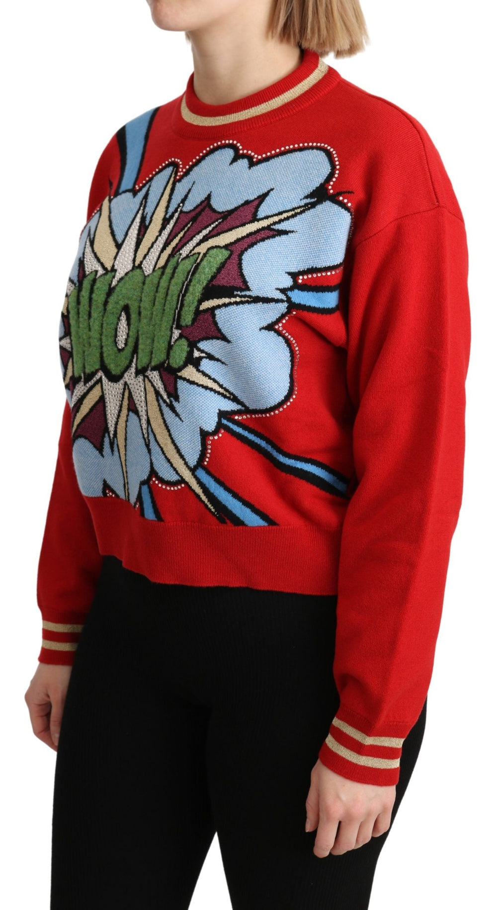 Women’s Dolce & Gabbana Red Knitted Cashmere Cartoon Top Sweater