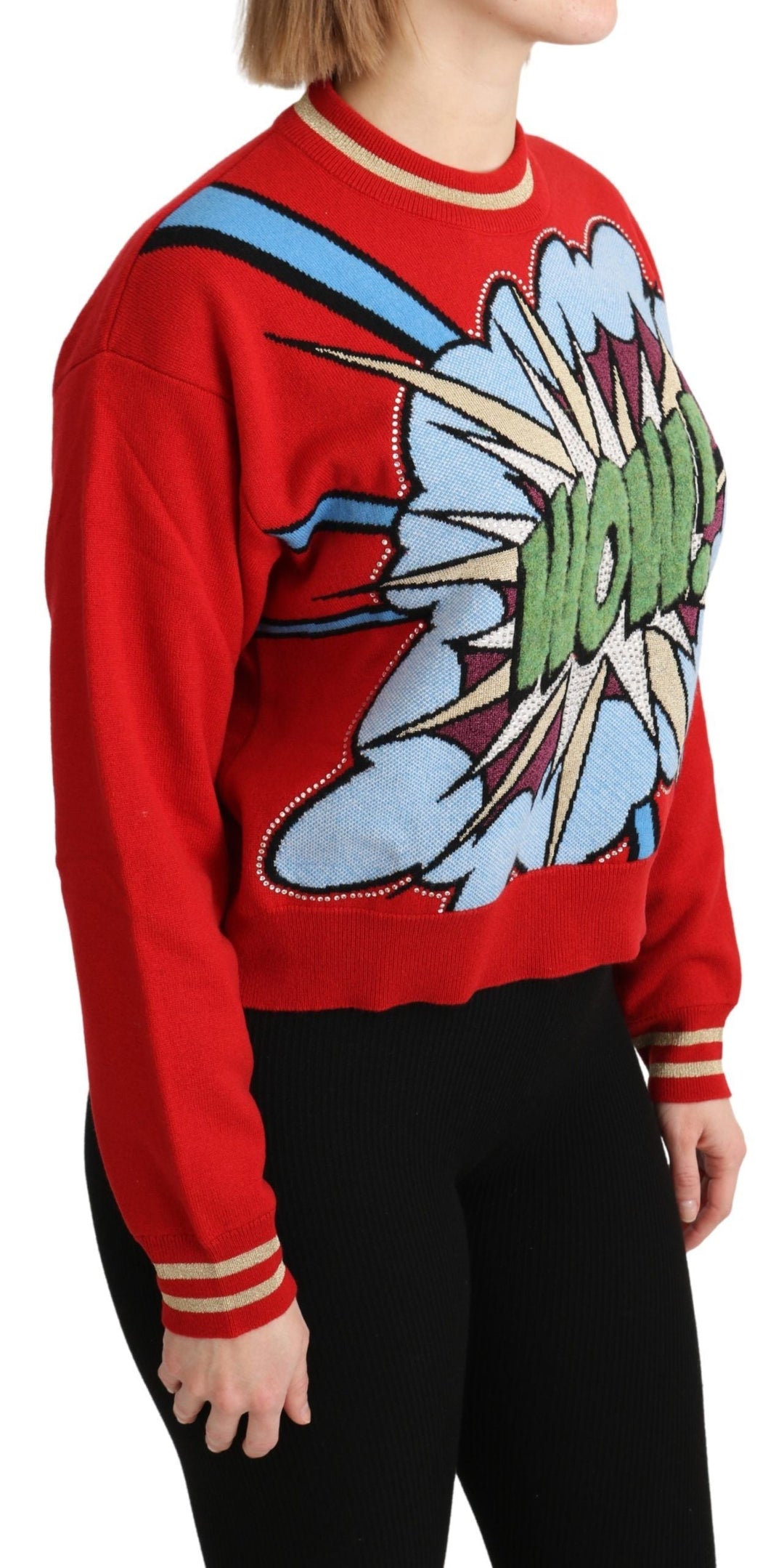 Women’s Dolce &amp; Gabbana Red Knitted Cashmere Cartoon Top Sweater