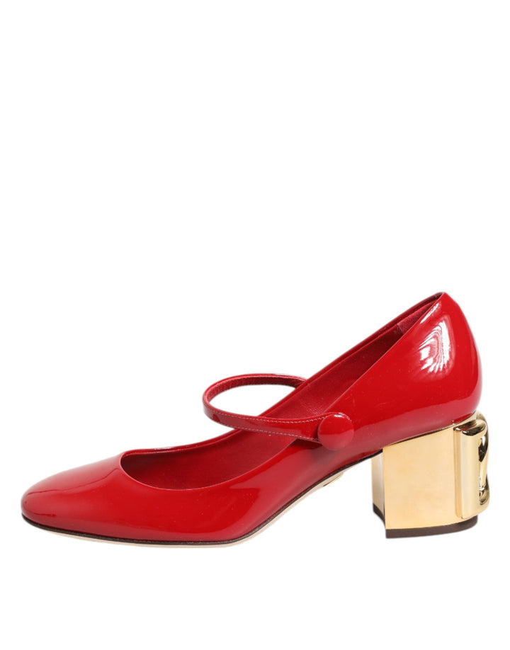 Women’s Dolce &amp; Gabbana Red Leather Dg Logo Heels Sandals Shoes