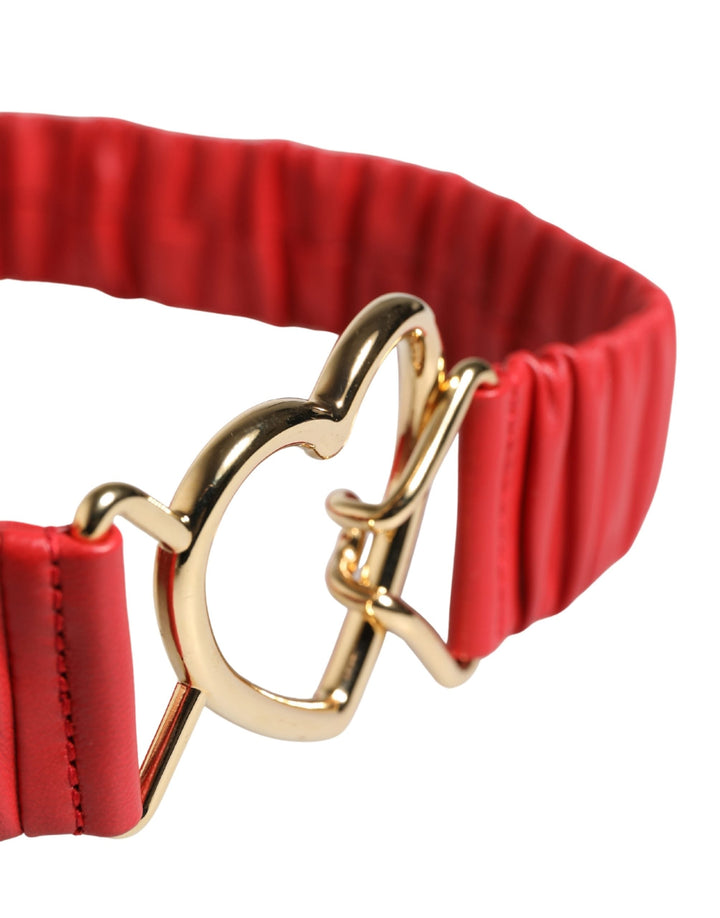 Women’s Dolce &amp; Gabbana Red Leather Gold Heart Metal Buckle Belt