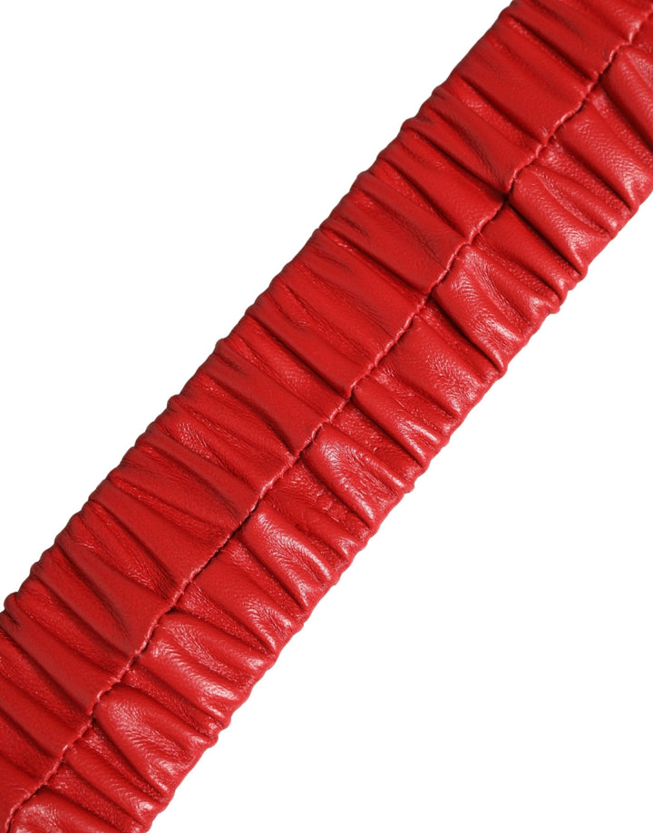 Women’s Dolce &amp; Gabbana Red Leather Gold Heart Metal Buckle Belt