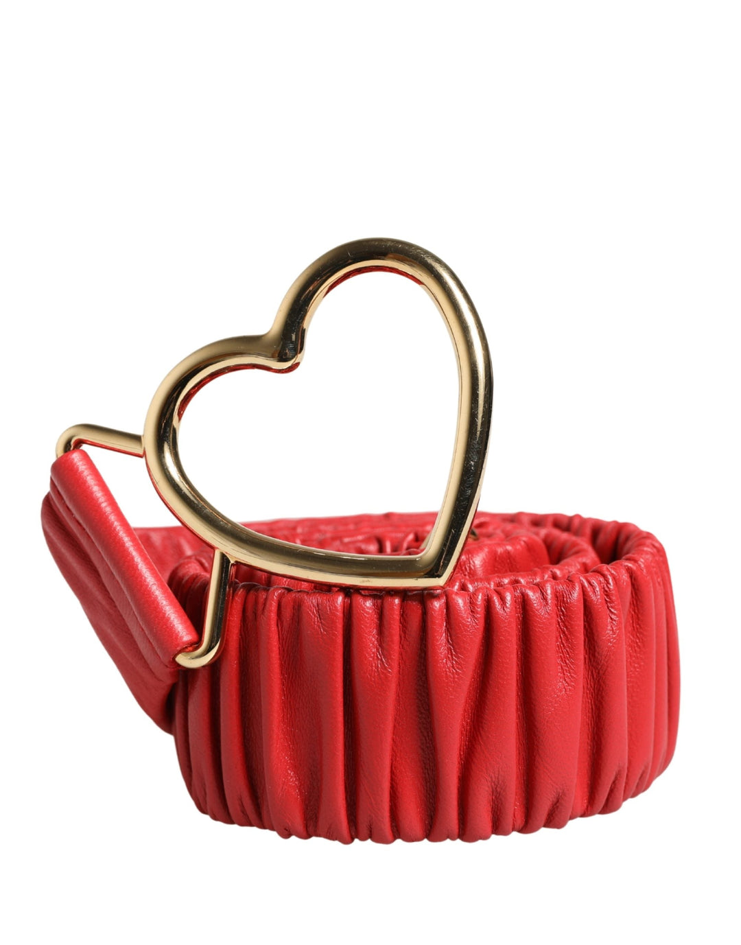 Women’s Dolce &amp; Gabbana Red Leather Gold Heart Metal Buckle Belt