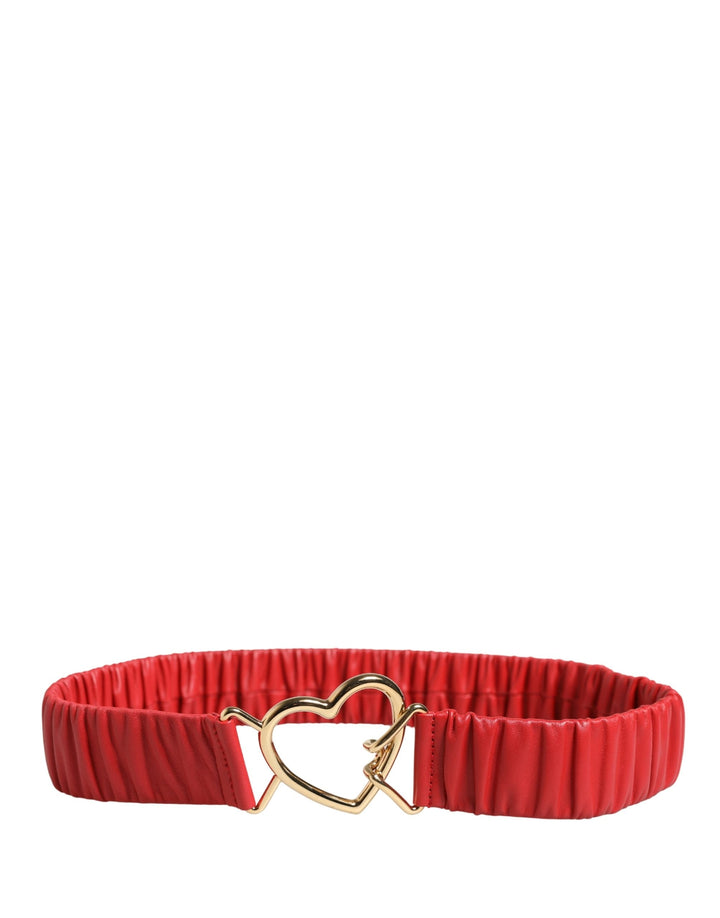 Women’s Dolce &amp; Gabbana Red Leather Gold Heart Metal Buckle Belt