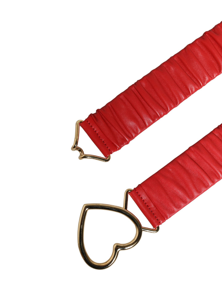 Women’s Dolce &amp; Gabbana Red Leather Gold Heart Metal Buckle Belt